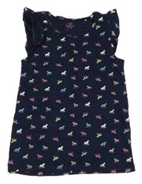 Tmavomodré tričko s koňmi Topolino