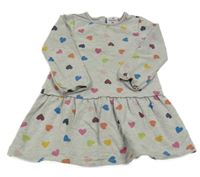 Šedé melírované teplákové šaty se srdíčky Topolino