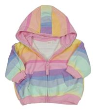 Barevná pruhovaná propínací oversize mikina s kapucí Next