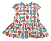 Bílo-barevná bavlněná šatová tunika s jablky Miniclub