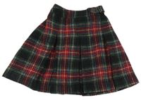 Černo-barevná kostkovaná vlněná skládaná sukně Next