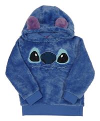 Modrá chlupatá mikina s kapucí - Stitch Disney
