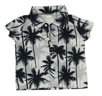 Černo-šedá lehká košile s palmami 