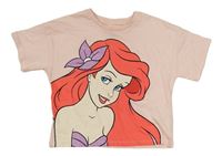 Světlerůžové crop tričko s Arielou Disney