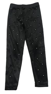 Černé sametové legíny s kamínky Dunnes Stores 