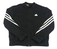 Černá propínací mikina s logem a pruhy Adidas