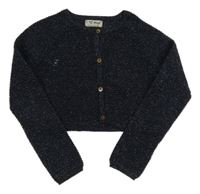 Tmavomodrý třpytivý propínací crop svetr Next