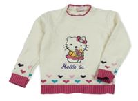 Smetanovo-růžový lehký svetr s Hello Kitty 