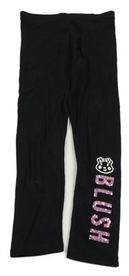 Černé žebrované legíny s nápisem z flitrů George