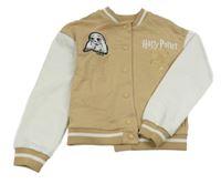 Béžovo-bílá propínací baseballová mikina s Hewikou - Harry Potter C&A