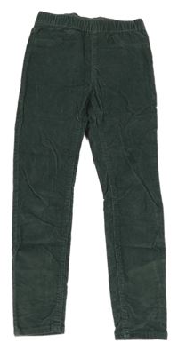 Tmavozelené elastické manšestráky H&M