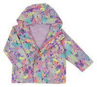 Fialovo-barevná květovaná šusťáková jarní bunda s kapucí Nutmeg