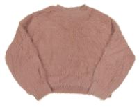 Starorůžový chlupatý crop svetr H&M