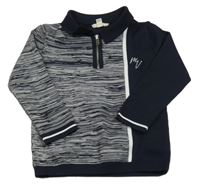 Tmavomodro-šedé melírované polo triko s výšivkou River Island