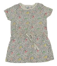 Bílo-šedé vzorované šaty s papoušky Topomini