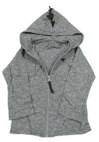 Šedá melírovaná lehká propínací mikina s kapucí s ostny Next