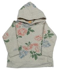 Šedá mikina s růžemi a kapucí 