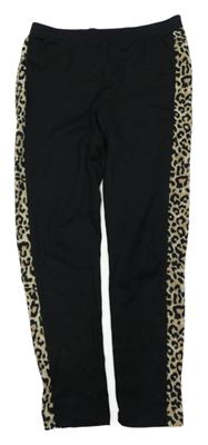 Černé legíny s leopardím pruhem Mothercare