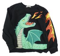 Černá mikina s drakem a plameny H&M