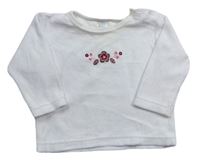 Bílé sametové triko s výšivkami květů Baby Mac