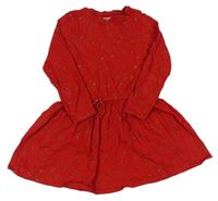 Červené bavlněné šaty s hvězdami Vertbaudet