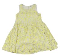 Bílo-žluté květované krajkové šaty Next