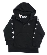 Černá mikina s logem a kapucí Adidas