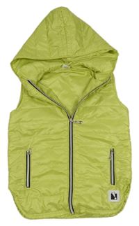 Světlezelená šusťáková zateplená vesta s kapucí 