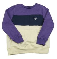 Fialovo-tmavomodro-smetanová mikina s výšivkou George