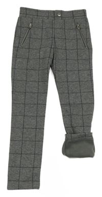 Šedo-tmavomodré kostkované zateplené tregíny se zipy Manguun