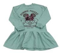 Zelené teplákové šaty s Minnie a nápisy Sinsay