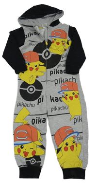 Šedo-černá tepláková kombinéza s Pikachuem a kapucí George