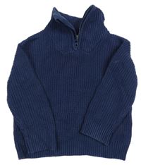 Tmavomodrý svetr s límečkem H&M