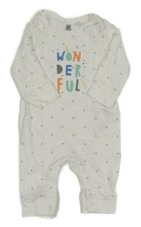 Bílo-šedý puntíkatý overal s nápisem Bluezoo