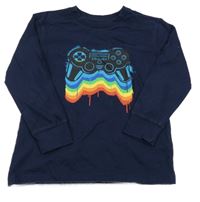 Tmavomodré triko s ovladačem Next