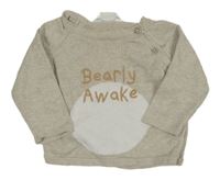 Béžovo-bílý svetr s nápisem M&Co.