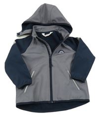Tmavomodro-šedá melírovaná softshellová bunda s kapucí H&M