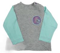 Šedo-tyrkysové triko s tygrem Lupilu