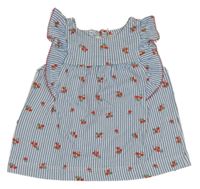 Bílo-modro-červený pruhovaný květovaný top Carter's