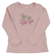 Světlerůžové triko s myškami Topolino