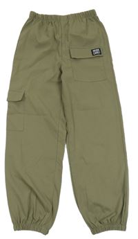 Khaki cargo cuff kalhoty s nášivkou Shein