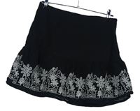 Dámská černá plátěná sukně s výšivkou Primark 