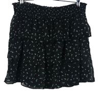 Dámská černá kytičkovaná šifonová sukně s volánky H&M