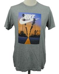 Pánské šedé tričko s potiskem a logem Nike 