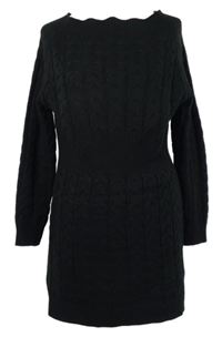 Dámské černé vzorované svetrové šaty Shein 