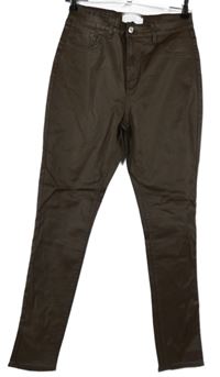 Dámské hnědé koženkové skinny kalhoty Primark 