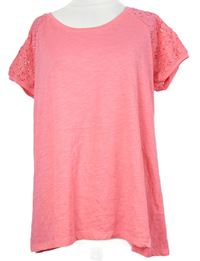 Dámské růžové tričko s krajkovými rukávy George 