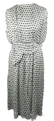 Dámské bílo-černé puntíkované plisované šaty s páskem PrettyLittle Thing