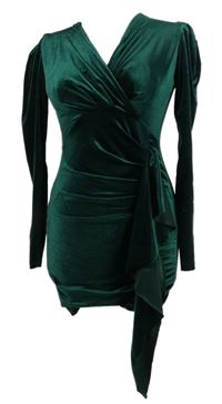 Dámské zelené sametové minišaty