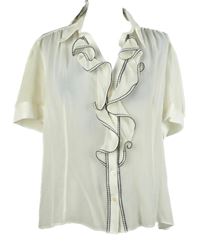 Nové - Dámská smetanová šifonová crop halenka s fiží F&F